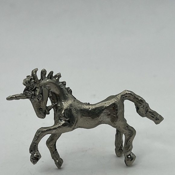 Unicorn Pewter Figurine Statue Decor Animal Collectible Mythical Horse Silver 3" - Picture 4 of 7